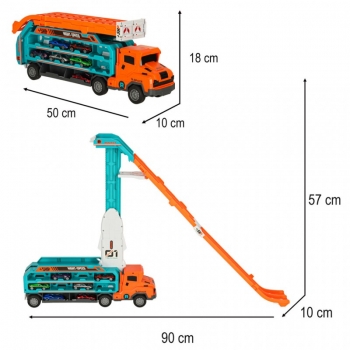 1Mcz CY-2226 Odtahové vozidlo s rampou a 6 autíčky oranžová tyrkysová (orange turquoise)